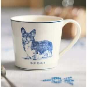 Anthropologie Molly Hatch Corgi Glazed Stonewear Coffee Mug NWOT